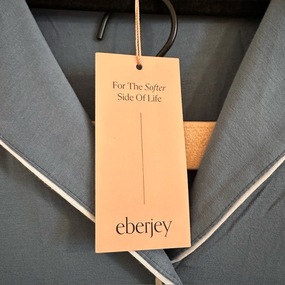 Eberjey Blue Pajama Set with White Trim - Picture 7 of 7